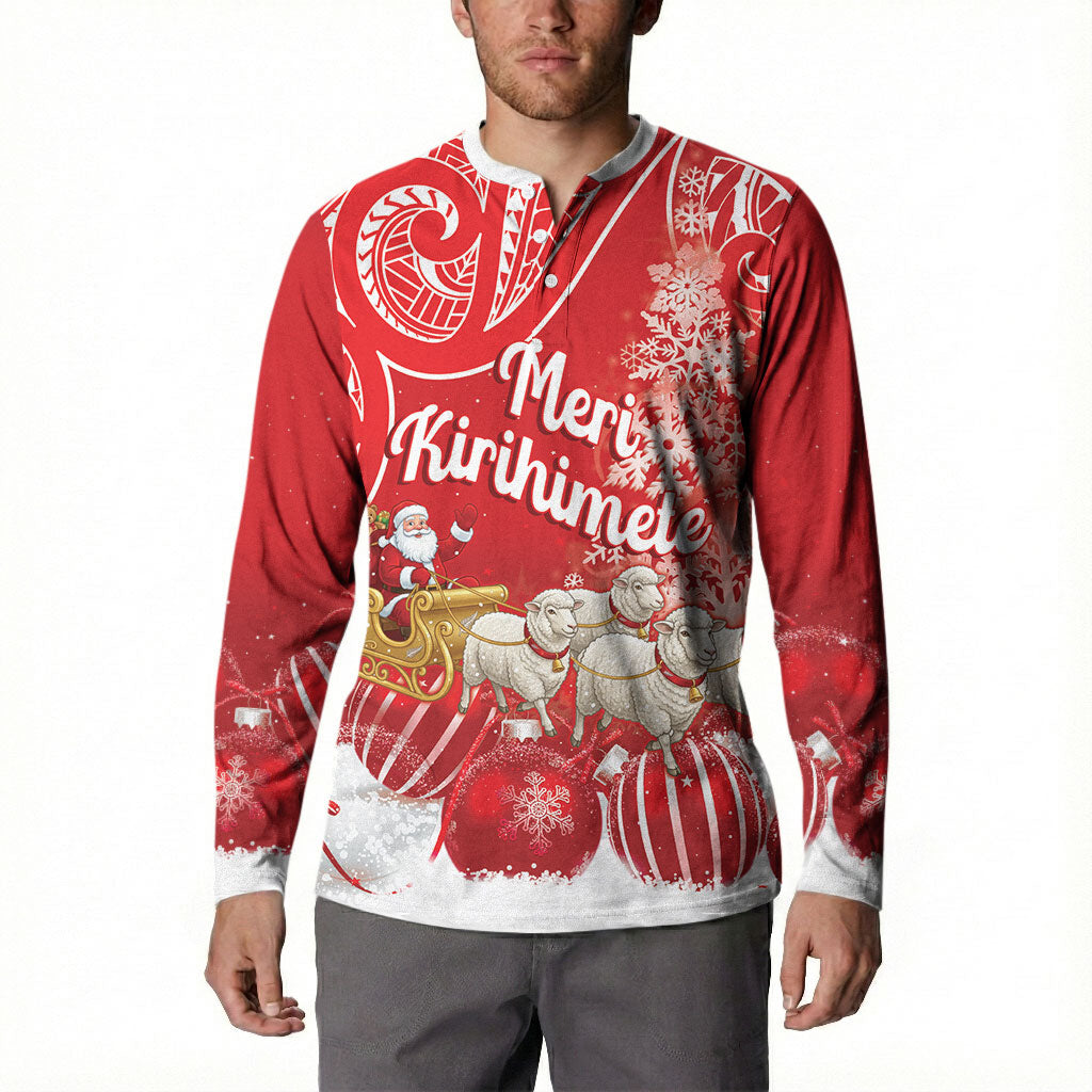 New Zealand Christmas In July Personalised Button Sweatshirt Funny Santa Sheep Meri Kirihimete Red LT14 - Polynesian Pride