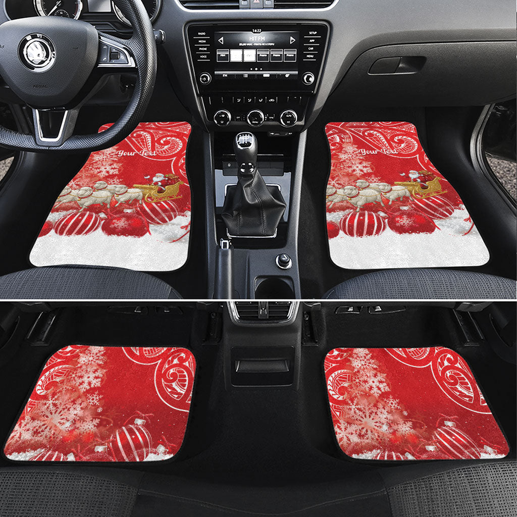New Zealand Christmas In July Personalised Car Mats Funny Santa Sheep Meri Kirihimete Red LT14 Set 4pcs Red - Polynesian Pride