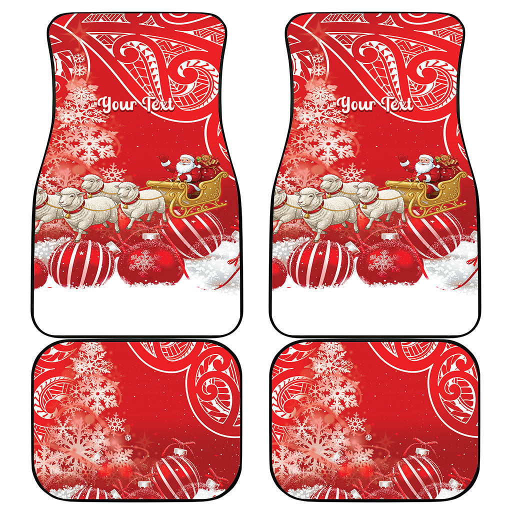 New Zealand Christmas In July Personalised Car Mats Funny Santa Sheep Meri Kirihimete Red LT14 - Polynesian Pride