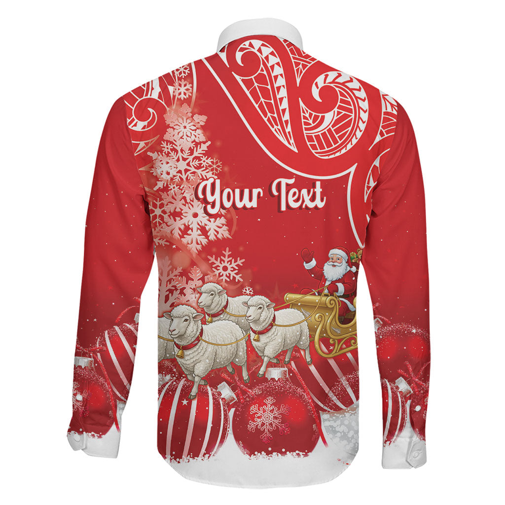 New Zealand Christmas In July Personalised Family Matching Short Sleeve Bodycon Dress and Hawaiian Shirt Funny Santa Sheep Meri Kirihimete Red LT14 - Polynesian Pride