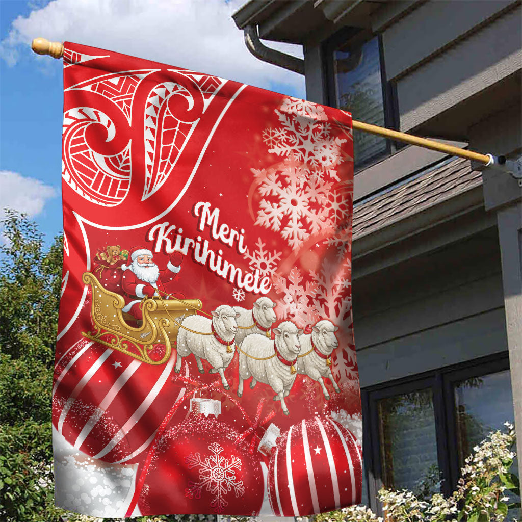 New Zealand Christmas In July Garden Flag Funny Santa Sheep Meri Kirihimete Red LT14 - Polynesian Pride