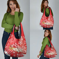 New Zealand Christmas In July Grocery Bag Funny Santa Sheep Meri Kirihimete Red LT14 - Polynesian Pride