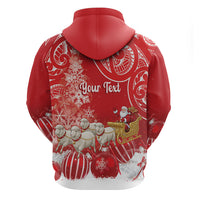 New Zealand Christmas In July Personalised Hoodie Funny Santa Sheep Meri Kirihimete Red LT14 - Polynesian Pride