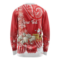 New Zealand Christmas In July Personalised Long Sleeve Shirt Funny Santa Sheep Meri Kirihimete Red LT14 - Polynesian Pride
