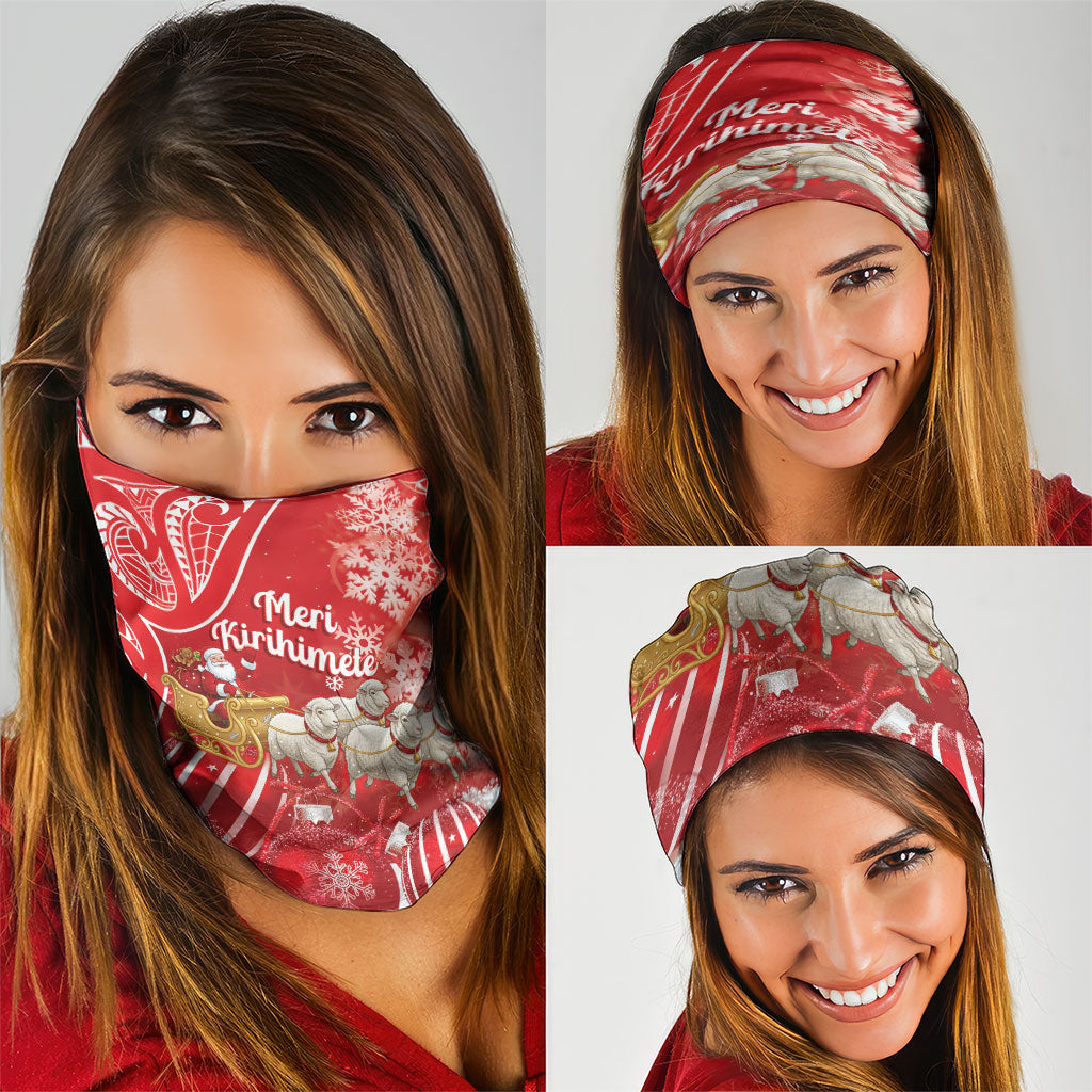 New Zealand Christmas In July Neck Gaiter Funny Santa Sheep Meri Kirihimete Red LT14 - Polynesian Pride