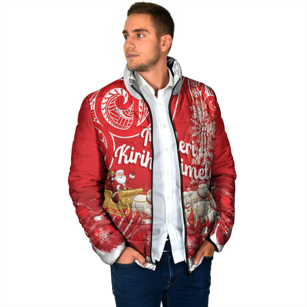 New Zealand Christmas In July Personalised Padded Jacket Funny Santa Sheep Meri Kirihimete Red LT14 - Polynesian Pride