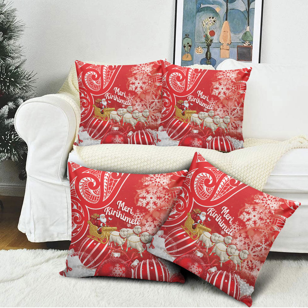 New Zealand Christmas In July Pillow Cover Funny Santa Sheep Meri Kirihimete Red LT14 - Polynesian Pride