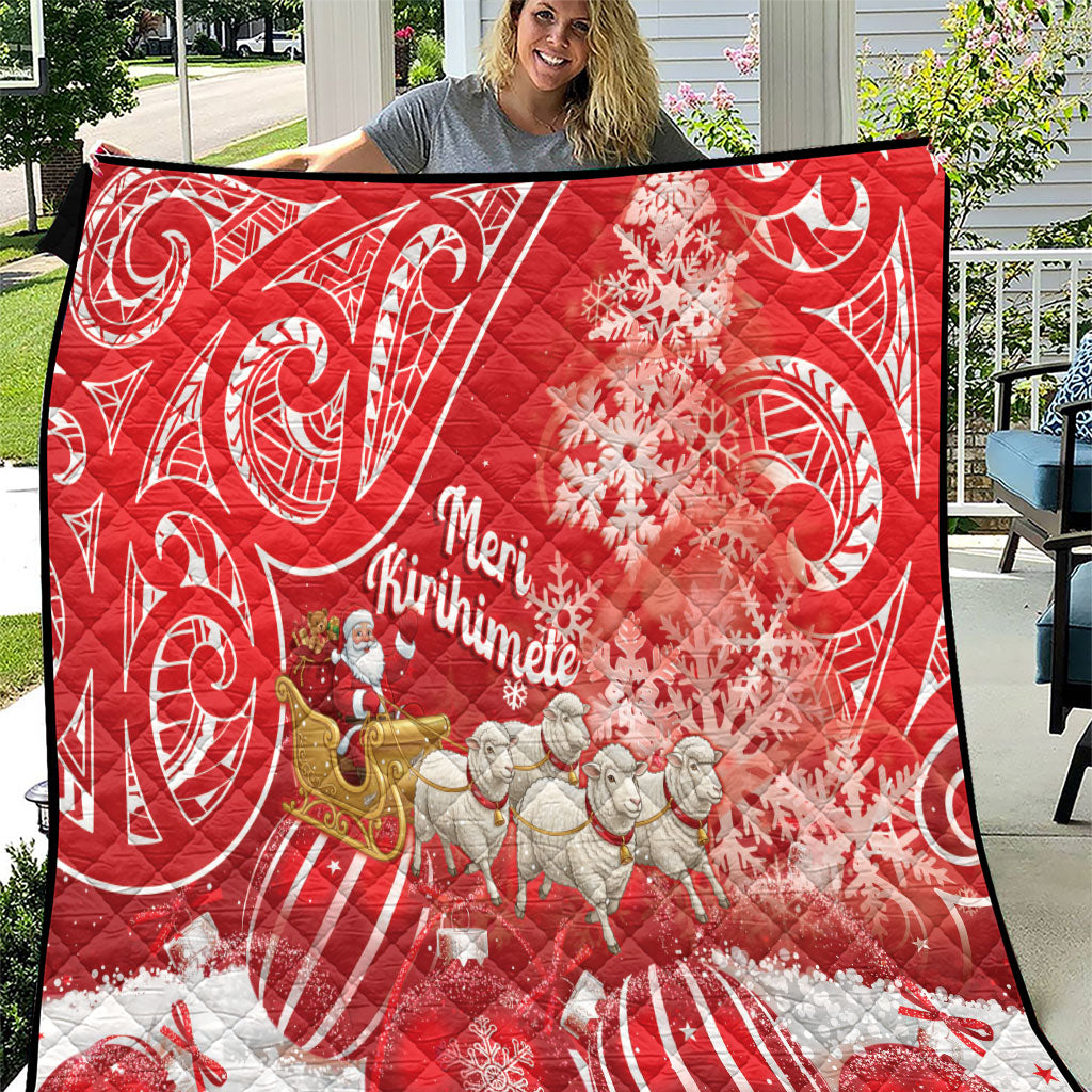 New Zealand Christmas In July Quilt Funny Santa Sheep Meri Kirihimete Red LT14 Red - Polynesian Pride