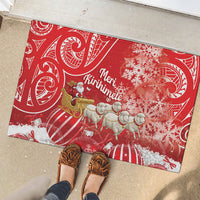 New Zealand Christmas In July Rubber Doormat Funny Santa Sheep Meri Kirihimete Red LT14 - Polynesian Pride