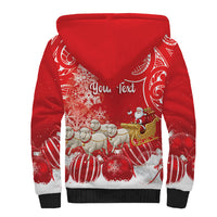New Zealand Christmas In July Personalised Sherpa Hoodie Funny Santa Sheep Meri Kirihimete Red LT14 - Polynesian Pride