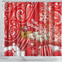 New Zealand Christmas In July Shower Curtain Funny Santa Sheep Meri Kirihimete Red LT14 - Polynesian Pride