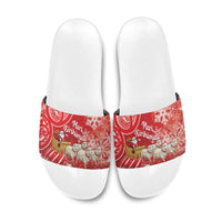 New Zealand Christmas In July Slide Sandals Funny Santa Sheep Meri Kirihimete Red LT14 Red - Polynesian Pride
