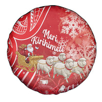 New Zealand Christmas In July Spare Tire Cover Funny Santa Sheep Meri Kirihimete Red LT14 - Polynesian Pride