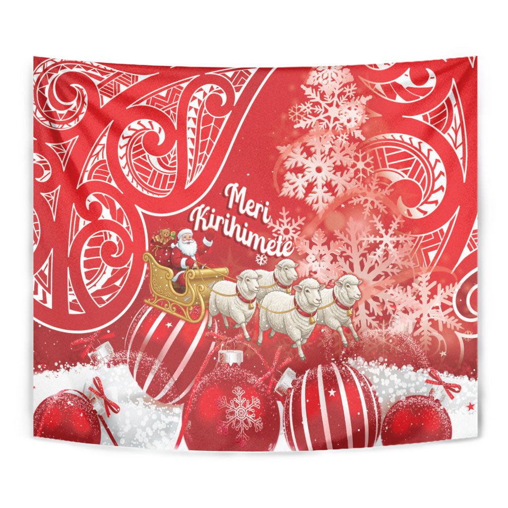 New Zealand Christmas In July Tapestry Funny Santa Sheep Meri Kirihimete Red LT14 - Polynesian Pride