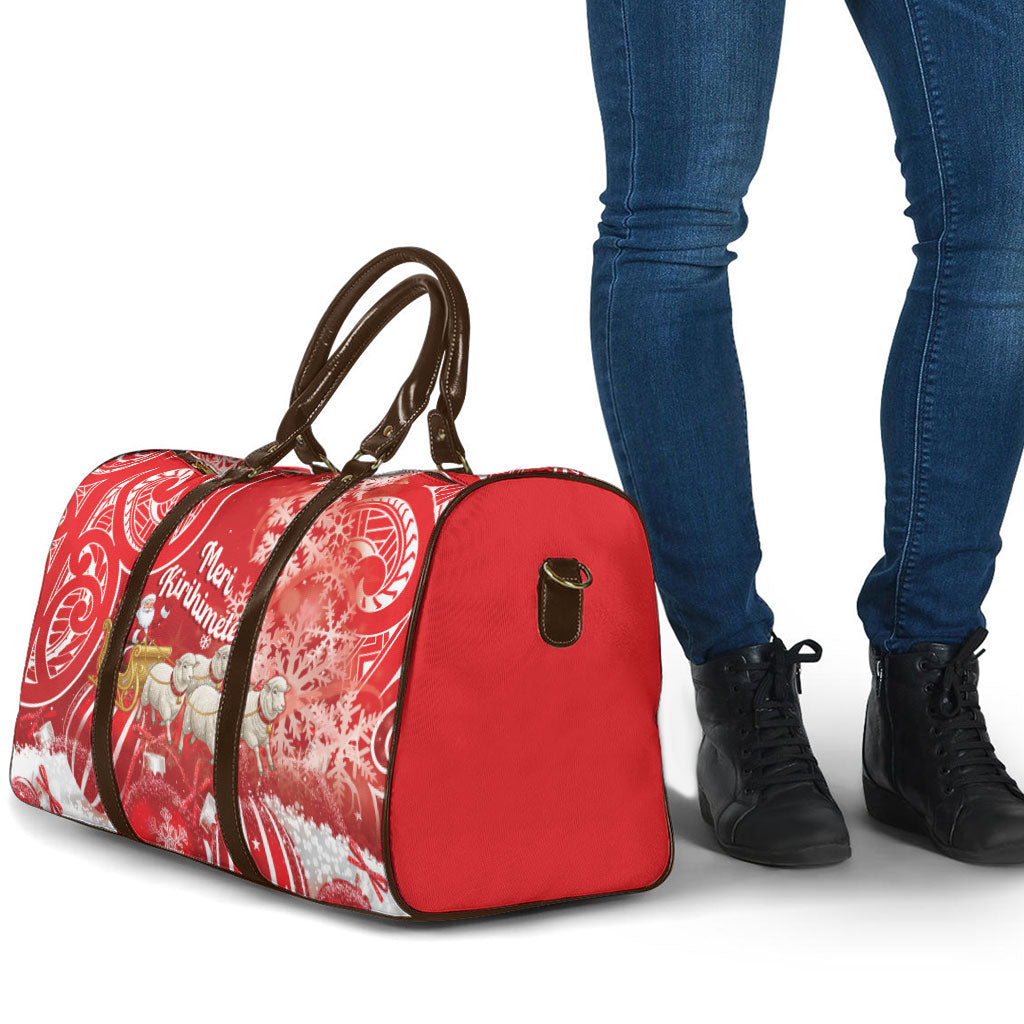 New Zealand Christmas In July Travel Bag Funny Santa Sheep Meri Kirihimete Red LT14 - Polynesian Pride