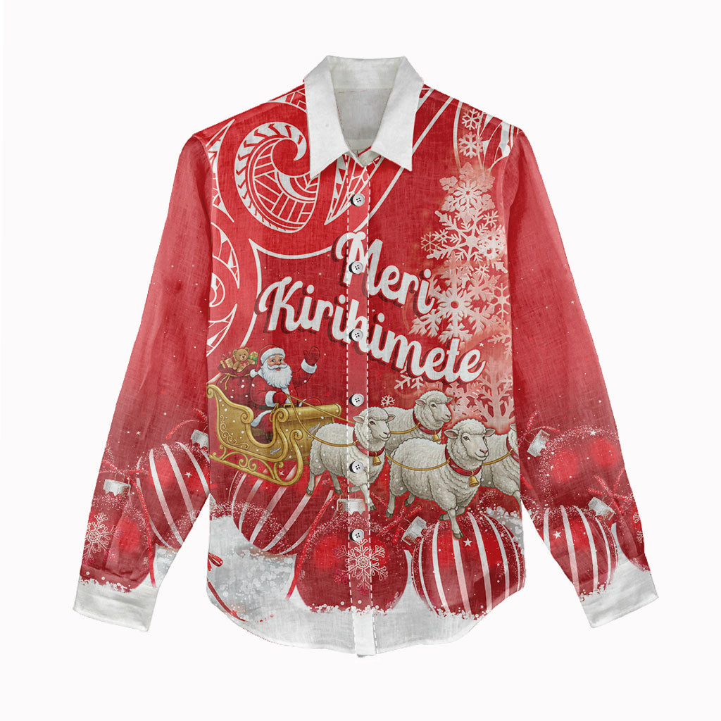 New Zealand Christmas In July Personalised Women Casual Shirt Funny Santa Sheep Meri Kirihimete Red LT14 - Polynesian Pride
