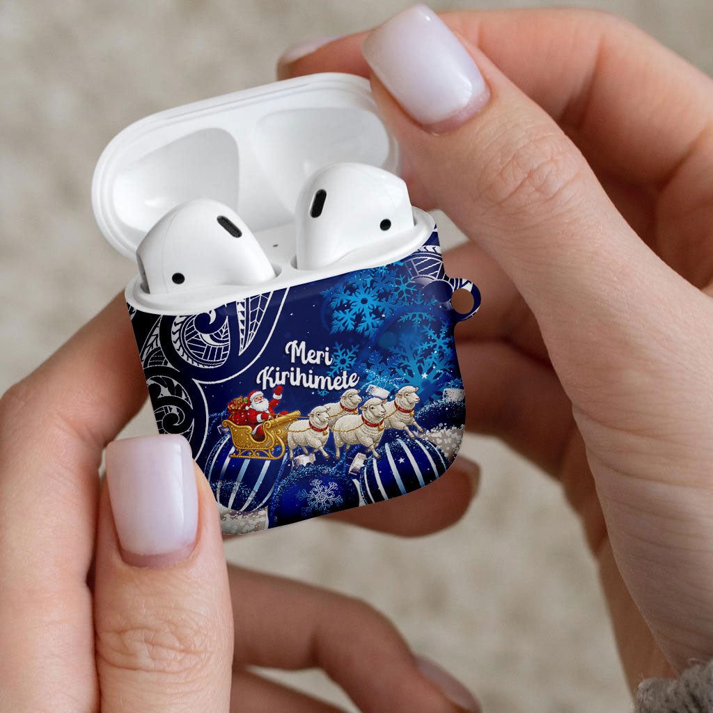 New Zealand Christmas In July AirPods Case Funny Santa Sheep Meri Kirihimete Blue LT14 - Polynesian Pride