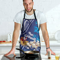 New Zealand Christmas In July Apron Funny Santa Sheep Meri Kirihimete Blue LT14 - Polynesian Pride