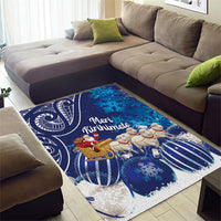 New Zealand Christmas In July Area Rug Funny Santa Sheep Meri Kirihimete Blue LT14 - Polynesian Pride