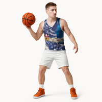 New Zealand Christmas In July Personalised Basketball Jersey Funny Santa Sheep Meri Kirihimete Blue LT14 - Polynesian Pride