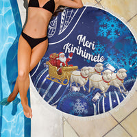 New Zealand Christmas In July Beach Blanket Funny Santa Sheep Meri Kirihimete Blue LT14 - Polynesian Pride