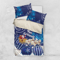 New Zealand Christmas In July Bedding Set Funny Santa Sheep Meri Kirihimete Blue LT14 US Twin 172cm x 218cm Blue - Polynesian Pride