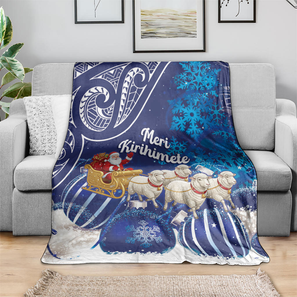 New Zealand Christmas In July Blanket Funny Santa Sheep Meri Kirihimete Blue LT14 - Polynesian Pride
