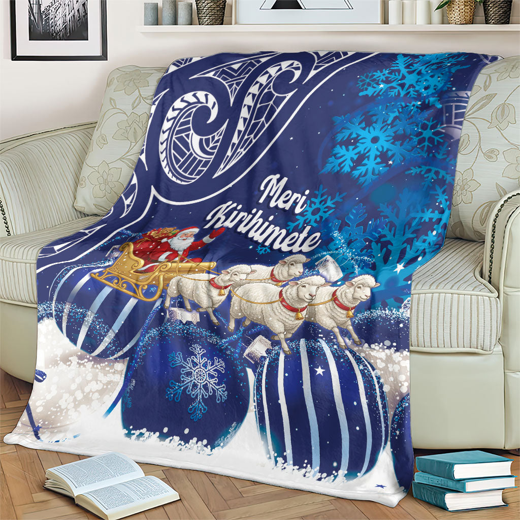 New Zealand Christmas In July Blanket Funny Santa Sheep Meri Kirihimete Blue LT14 - Polynesian Pride