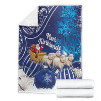 New Zealand Christmas In July Blanket Funny Santa Sheep Meri Kirihimete Blue LT14 - Polynesian Pride