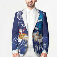 New Zealand Christmas In July Personalised Blazer Funny Santa Sheep Meri Kirihimete Blue LT14 - Polynesian Pride