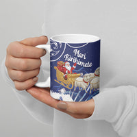 New Zealand Christmas In July Personalised Ceramic Mug Funny Santa Sheep Meri Kirihimete Blue LT14 - Polynesian Pride