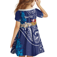New Zealand Christmas In July Personalised Family Matching Long Sleeve Bodycon Dress and Hawaiian Shirt Funny Santa Sheep Meri Kirihimete Blue LT14 - Polynesian Pride