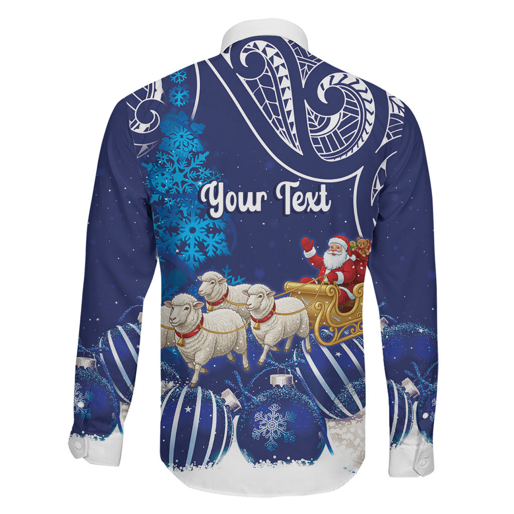 New Zealand Christmas In July Personalised Family Matching Off Shoulder Maxi Dress and Hawaiian Shirt Funny Santa Sheep Meri Kirihimete Blue LT14 - Polynesian Pride
