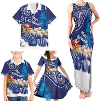 New Zealand Christmas In July Personalised Family Matching Tank Maxi Dress and Hawaiian Shirt Funny Santa Sheep Meri Kirihimete Blue LT14 - Polynesian Pride