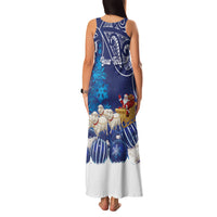 New Zealand Christmas In July Personalised Family Matching Tank Maxi Dress and Hawaiian Shirt Funny Santa Sheep Meri Kirihimete Blue LT14 - Polynesian Pride