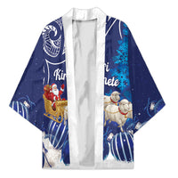 New Zealand Christmas In July Personalised Kimono Funny Santa Sheep Meri Kirihimete Blue LT14 Unisex Blue - Polynesian Pride