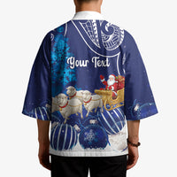 New Zealand Christmas In July Personalised Kimono Funny Santa Sheep Meri Kirihimete Blue LT14 - Polynesian Pride