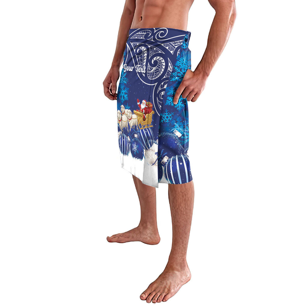 New Zealand Christmas In July Personalised Lavalava Funny Santa Sheep Meri Kirihimete Blue LT14 - Polynesian Pride