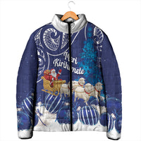 New Zealand Christmas In July Personalised Padded Jacket Funny Santa Sheep Meri Kirihimete Blue LT14 - Polynesian Pride