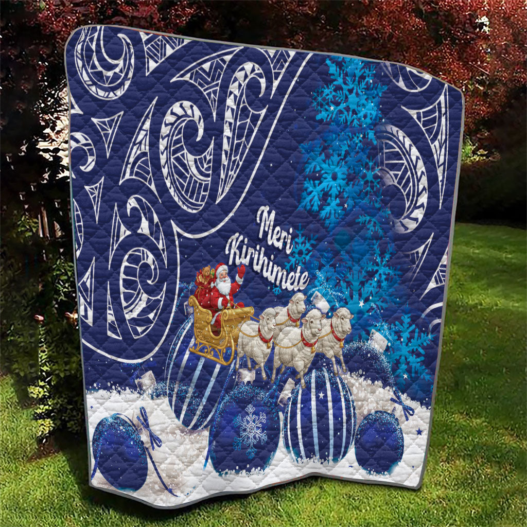 New Zealand Christmas In July Quilt Funny Santa Sheep Meri Kirihimete Blue LT14 - Polynesian Pride