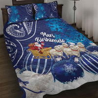 New Zealand Christmas In July Quilt Bed Set Funny Santa Sheep Meri Kirihimete Blue LT14 Blue - Polynesian Pride