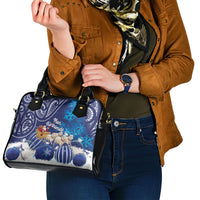 New Zealand Christmas In July Shoulder Handbag Funny Santa Sheep Meri Kirihimete Blue LT14 - Polynesian Pride