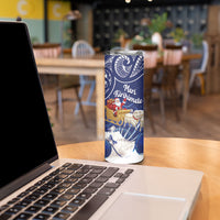 New Zealand Christmas In July Personalised Skinny Tumbler Funny Santa Sheep Meri Kirihimete Blue LT14 - Polynesian Pride