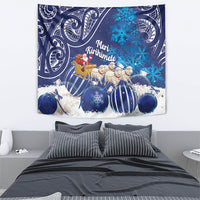 New Zealand Christmas In July Tapestry Funny Santa Sheep Meri Kirihimete Blue LT14 - Polynesian Pride