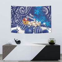 New Zealand Christmas In July Tapestry Funny Santa Sheep Meri Kirihimete Blue LT14 - Polynesian Pride