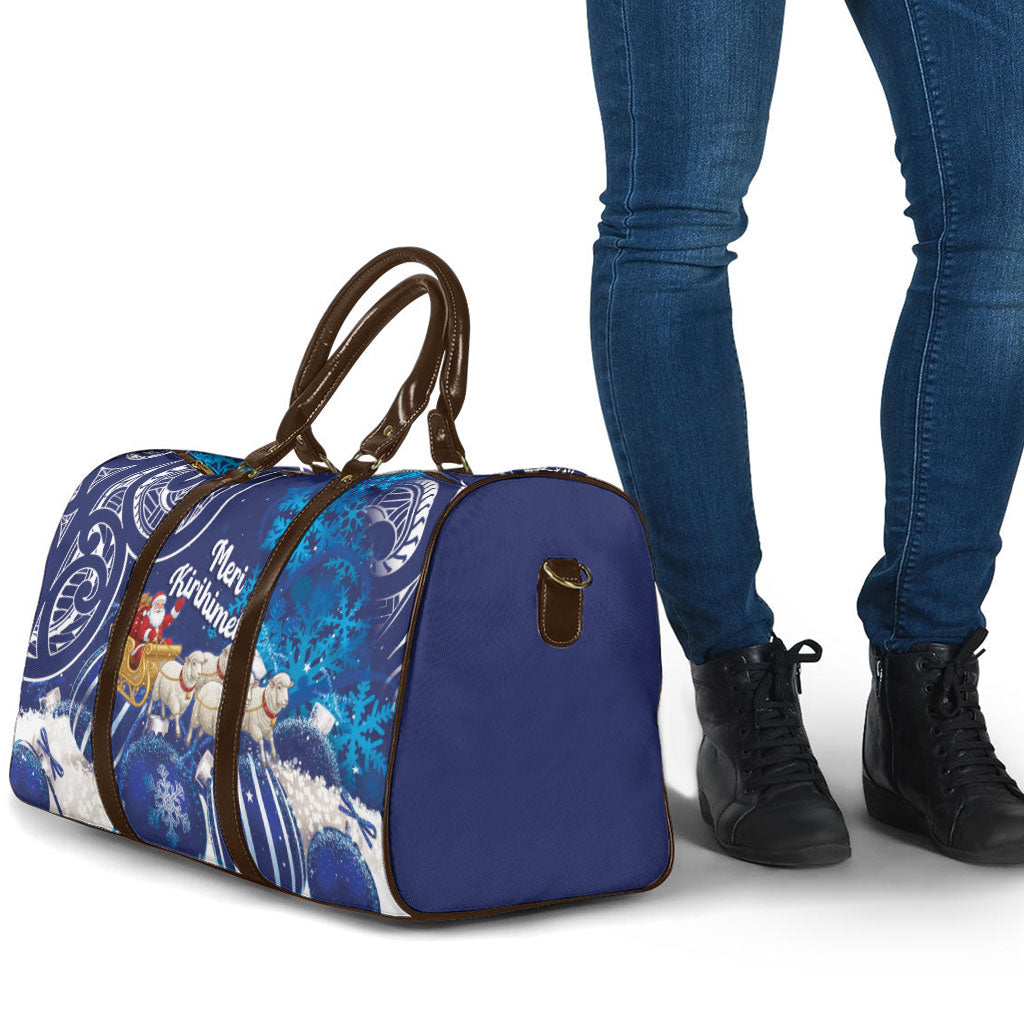 New Zealand Christmas In July Travel Bag Funny Santa Sheep Meri Kirihimete Blue LT14 - Polynesian Pride
