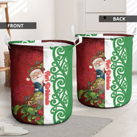 Meri Kirihimete New Zealand Laundry Basket Cute Santa NZ Animals and Pohutukawa LT14 - Polynesian Pride
