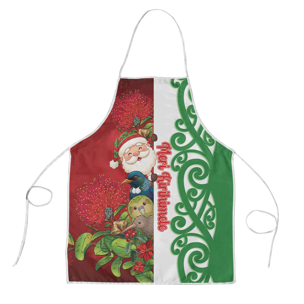 Meri Kirihimete New Zealand Apron Cute Santa NZ Animals and Pohutukawa LT14 Red - Polynesian Pride