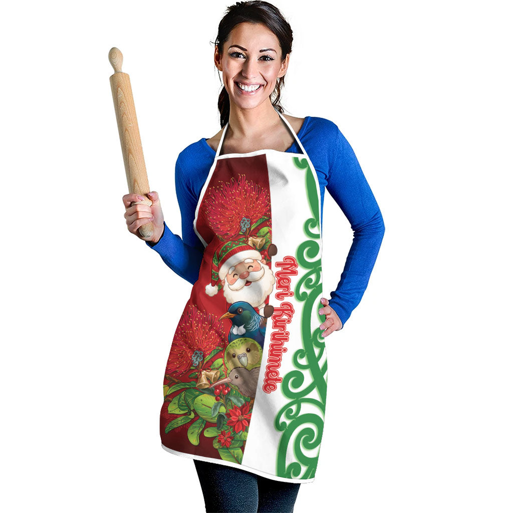 Meri Kirihimete New Zealand Apron Cute Santa NZ Animals and Pohutukawa LT14 - Polynesian Pride