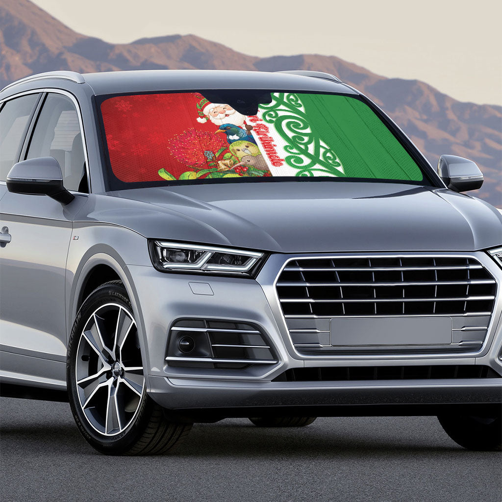 Meri Kirihimete New Zealand Auto Sun Shade Cute Santa NZ Animals and Pohutukawa LT14 - Polynesian Pride